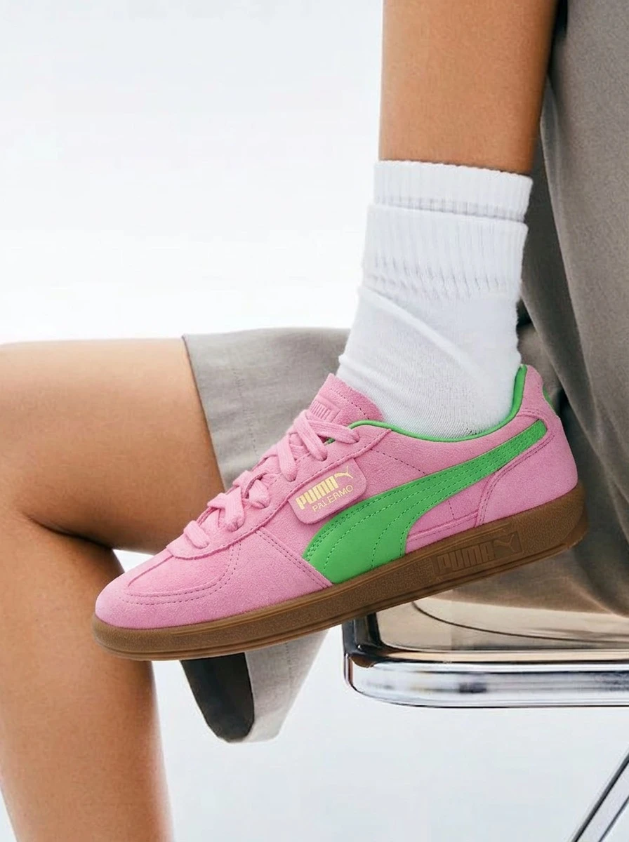 Puma Giày thể thao Palermo Giày thể thao thường ngày Giày thể thao đường phố Thoải mái Sang trọng Màu đậm Khối chữ T Vừa vặn Buộc dây Giày đi làm hàng ngày Giày mua sắm Nam Nữ Hồng Xanh lá 39785801 - Niềm vui màu hồng - Xem 1