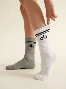 Unisex Crew Socks Casual Breathable Lightweight Sweat Absorption High Elasticity Close-Fitting Skin-Friendly Gym Training Commuting Daily For Unisex Black White Grey - 灰色-白色 - 查看 1