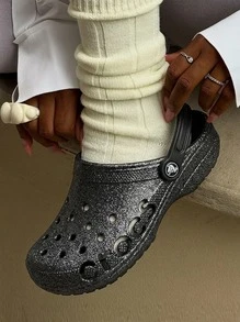Crocs Giày lười nữ (GS) thấm hút mồ hôi thoáng khí chống nắng chống gió giữ ấm đa năng logo trơn dễ giặt nhanh khô thể thao ngoài trời chạy bộ hàng ngày đi học nữ (GS) đen 207014-0C4 - đen - Xem 1