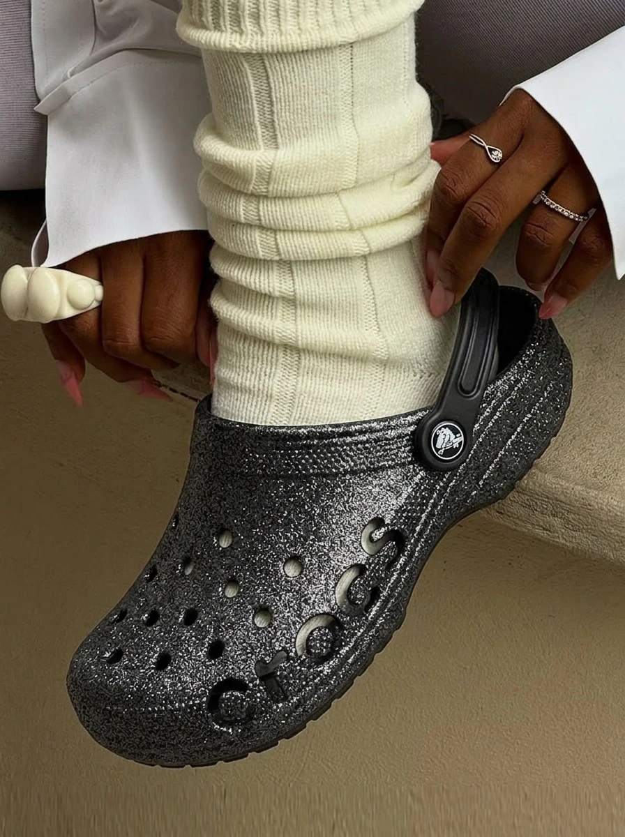 Crocs Giày lười nữ (GS) thấm hút mồ hôi thoáng khí chống nắng chống gió giữ ấm đa năng logo trơn dễ giặt nhanh khô thể thao ngoài trời chạy bộ hàng ngày đi học nữ (GS) đen 207014-0C4 - đen - Xem 1