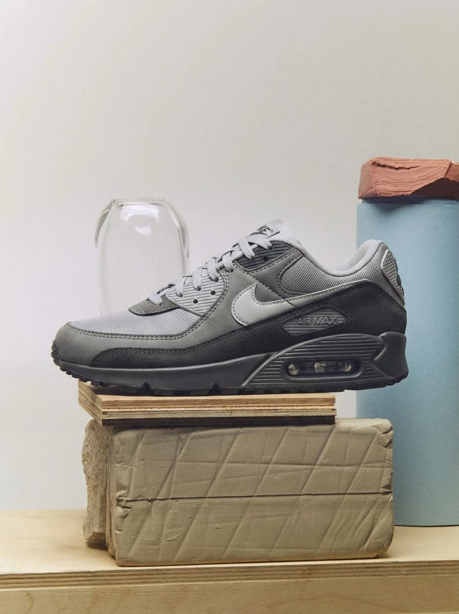 Nike Air Max 90系列青少年运动鞋 透气吸汗 轻便 弹性好 纯色 浅灰 深灰 运动户外日常 HQ3817-001 - 淺灰色/深灰色 - 查看 1