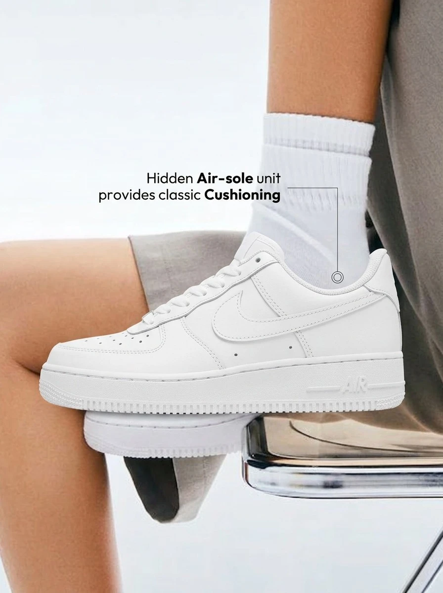 Nike Air Force 1 LE 男女款运动鞋经典篮球休闲日常舒适耐用皮革气垫白色 DH2920-111 - 白色 - 查看 1