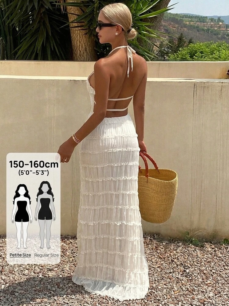 Women's Party & Vacation Korean Style Textured Midi Dress Cruise Outfit For Women Sundress Summer Petite