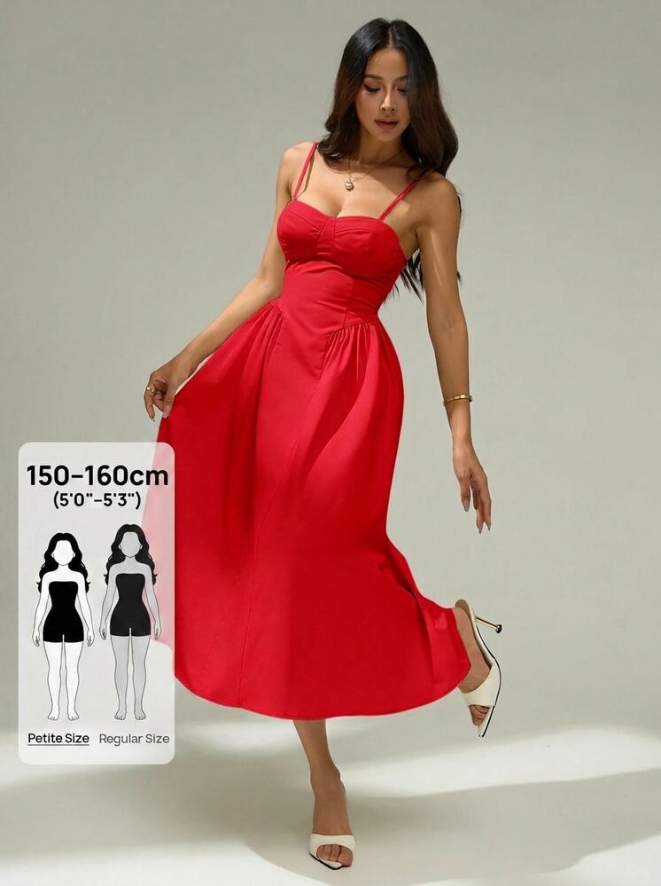 red dress petite size Studio's Clarabel Cotton Midi in Petite Studio creates high fashion clothing specifically for petite women MOTF Petite WOMEN'S SPRING/SUMMER LINEN