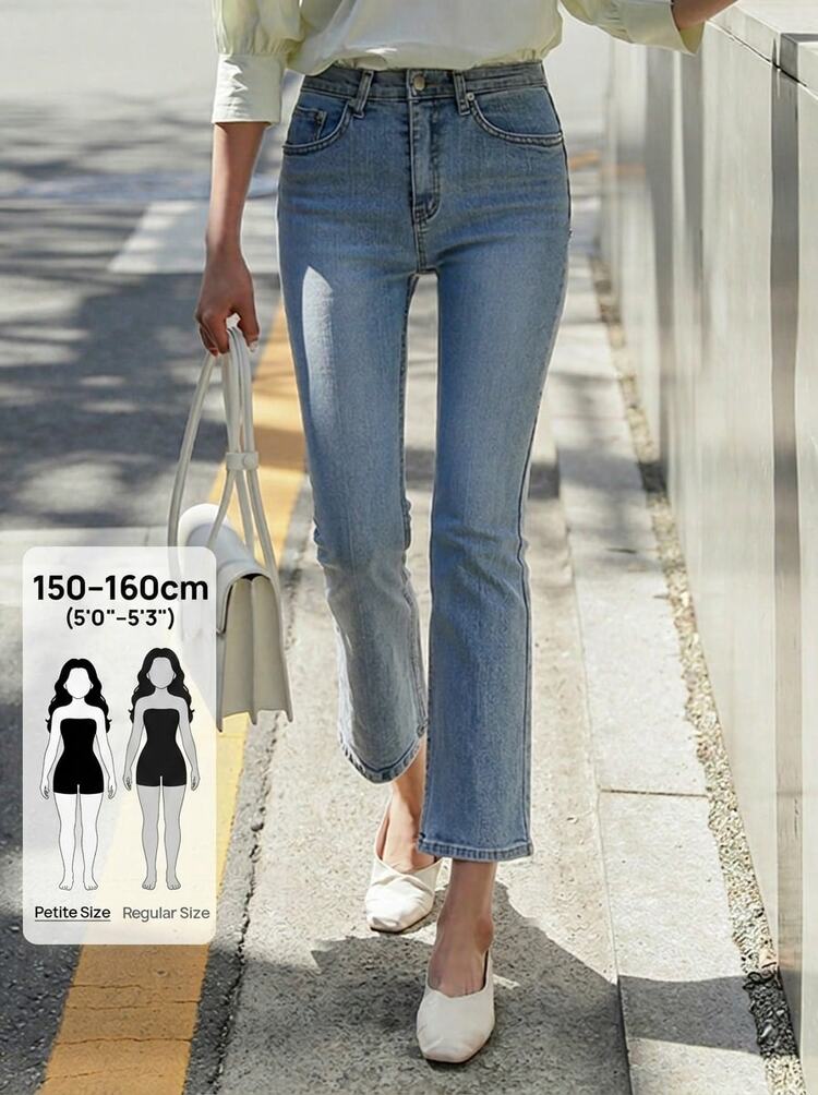Women's Slim Fit Korean Style Light Wash Denim Jeans Petite