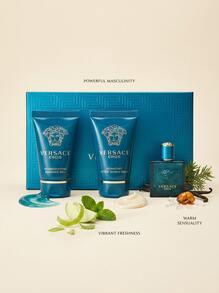 Versace Eros 3 Pcs Gift Set (0.17oz EDP+0.8oz Shower Gel+0.8oz Body Lotion) For Men Mini Set 0.17oz/5ml+0.8oz/25ml*2 - Perfume For Long Lasting Suitable For Birthday, Office, Gift, Daily Use - EDP 3 Pcs Mini Set - View 3