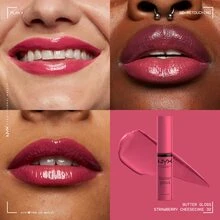 NYX Butter Gloss 32 草莓起司蛋糕 0.27oz/8ml – 甜美粉色調高光澤唇彩，不黏膩奶油質地，打造柔嫩雙唇，適合女性的專業唇妝，日常穿搭與約會之夜的理想選擇 - Strawberry Cheesecake (BLG32) - 查看 3