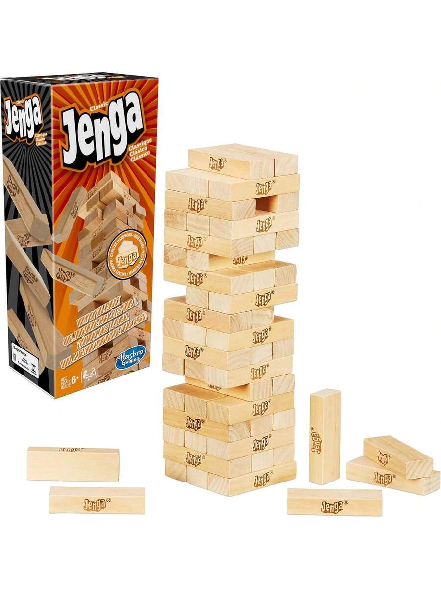 Hasbro Jenga Classic Series - Wooden Block Stacking Tower Game, Original Tumbling Party Game For Ages 6+, Family Gift - Multicolor - View 1