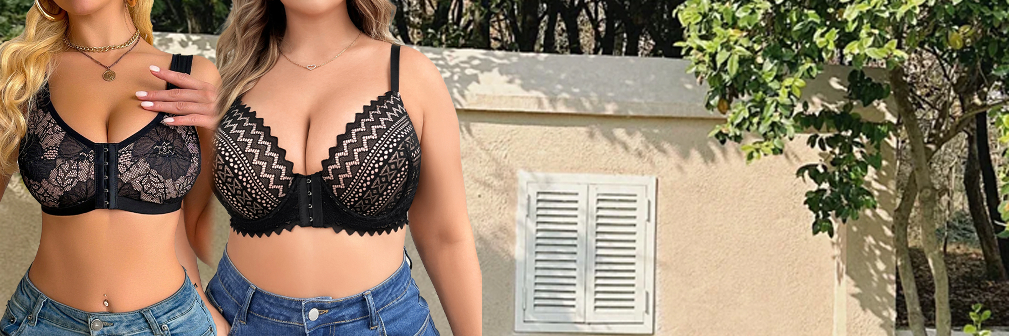 Women s Lace Patchwork Front Closure Wireless Comfy Bra p 52863272