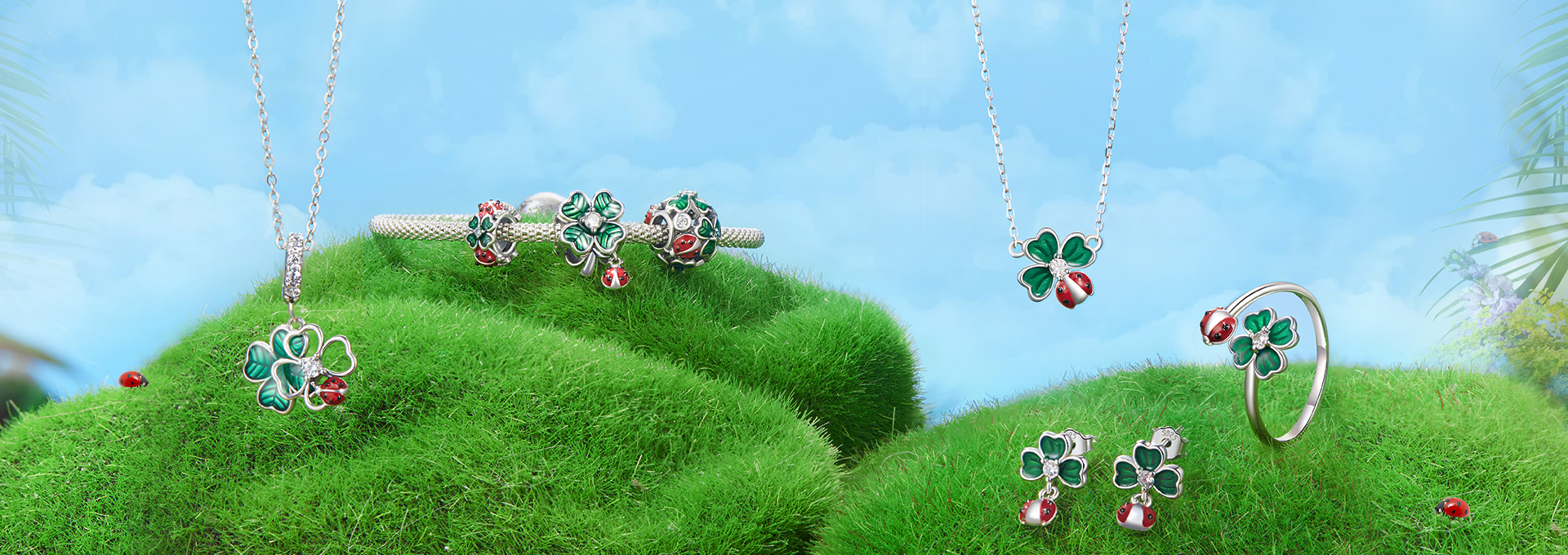 bamoer 1 PC 925 Sterling Silver Four Leaf Clover Ladybug Open Ring For Women Lucky Jewelry Gift Fashion Birthday Graduation Gift p 55988226