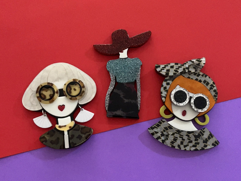 1pc Cartoon Girl Wearing Fan Shaped Earring Design Fashion Acrylic Brooch Handmade Patchwork Lovely Bag Accessory Suitable For All Seasons Halloween Valentine s Day Dress Accessories Pin For Clothes Bag Charm Backpack For School p 41545500