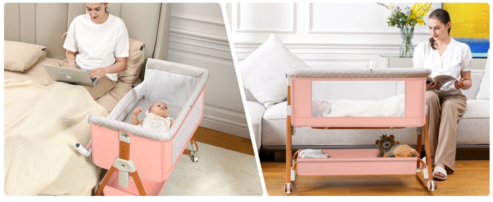 3 In 1 Baby Bassinet Bedside Sleeper With Wheels A Safe Comfortable And Portable Sleep Solution For Infants And Newborns Featuring A Mosquito Net Mosquito Prevention In Summer 6 Adjustable Height Settings And Easy Folding Design Baby Cradle Crib Bedside Bed For Babies Essential Goodies For Growing Kids Baby Need Baby Stuff Essential For New Mothers p 49780419