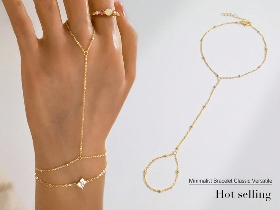 1pc Gold Classic Finger Bracelet S925 Sterling Silver Gold Plated Hypoallergenic Simple Design Flat Bead Chain Lip Chain Slice Chain Finger Bracelet Suitable For Women s Daily Wear And Dressing p 57219235