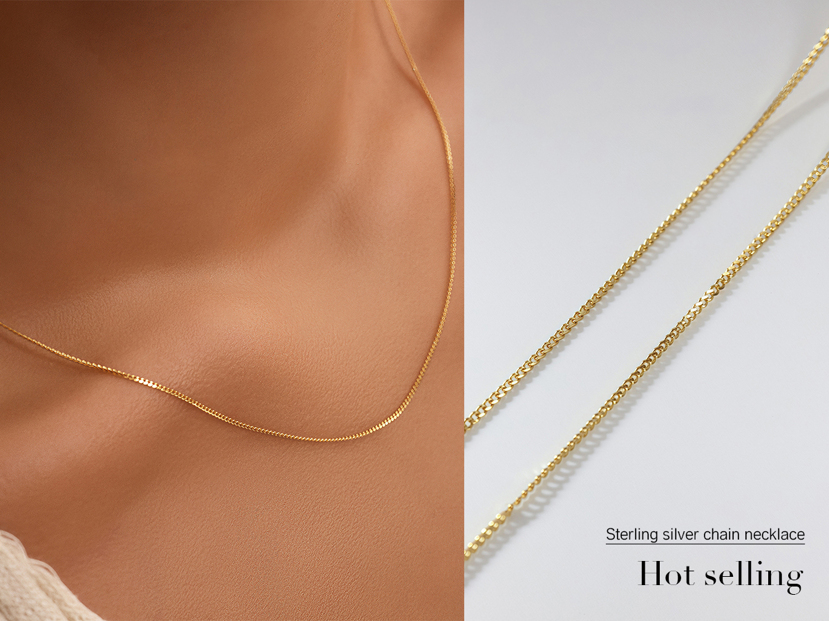 1pc Women s S925 Pure Silver Gold Plated Side Chain Necklace Fashionable Minimalist Design Suitable For Daily Wear Can Be Paired With Pendants And Layered With Other Necklaces p 38292757