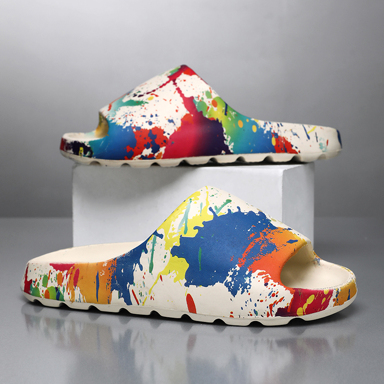 Men s Color Block Splash Ink Design Casual Slippers Soft Bottom Lightweight Comfortable Open Toe Beach House Wear Durable Slip On Sandals Creative Style p 60362341