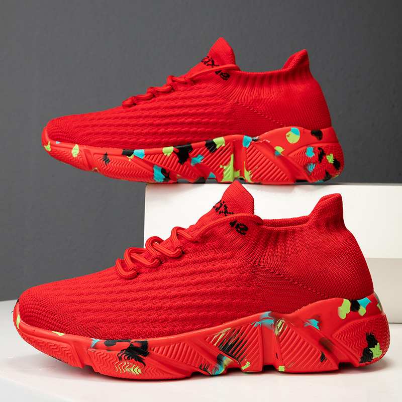 2025 Women s New Spring Summer Red Breathable Odor Resistant Socks Versatile Casual Mesh Soft Sole Low Top Sneakers Comfortable Lace Up Knit Fitness Sport Running Shoes p 62218966