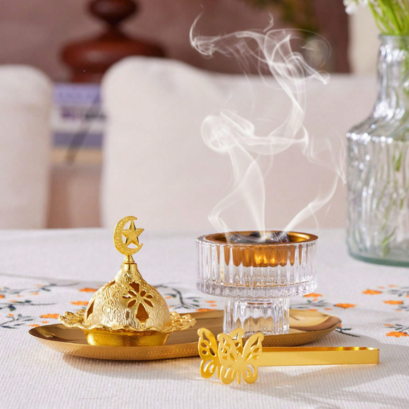 1pc Set Nordic Solid Color Rama Aroma Burner Creative Incense Burner Clip Vertical Striped Glass Incense Burner Desktop Decoration Sandalwood Incense Burner Fragrance Elimination Rama Gift Stars Moon Lantern p 51039076