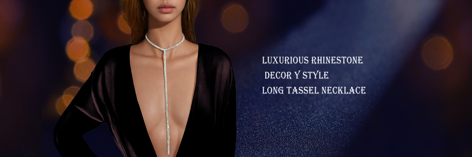 1 Pc Luxurious Rhinestone Decor Y Style Long Tassel Necklace Party Social Gatherings Wedding Jewelry p 59668953
