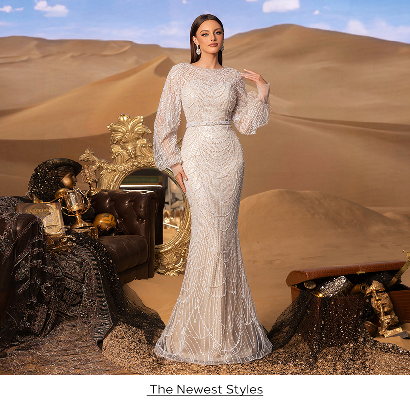 Haute Glamour Elegant Luxurious Sequined Mermaid Gown With Long Sleeves Sparkling Crystal Beaded Accents For Red Carpet Events Celebrity Weddings Gala Dinners And Editorial Ready Fashion Showouts p 49914933
