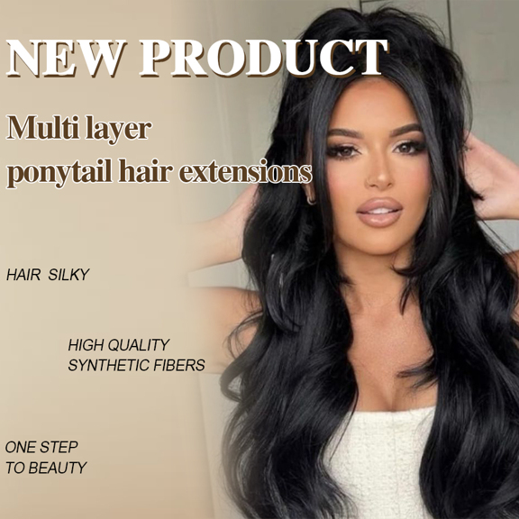 Ponytail Extension 30 Claw Clip In Ponytail Extensions Long Curly Wavy Black Ponytail Hair Extension For Women Fluffy Natural Looking Synthetic Hairpiece For Daily And Christmas Use p 48391453