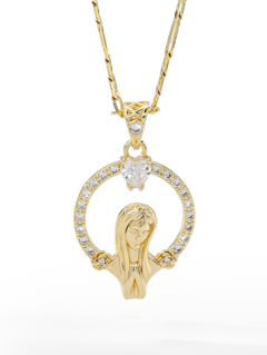 1pc 2025 New Hypoallergenic Copper Inlaid Zirconia Fashion Faith Guadalupe Virgin Mary Reverse Cross LOGO Pendant Necklace Suitable For Mother Valentine s Day Couples Friends Believers Catholic First Daily Holiday Prayer Wear p 65331493