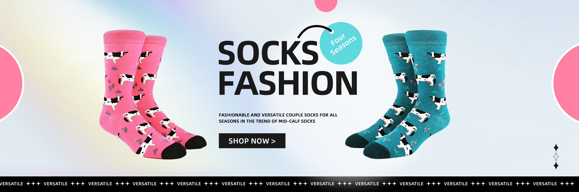 2 Pairs Men Women Cow Printed Mid Calf Socks Fashion Versatile Couple Socks For Sports Outdoor Vivid Colors p 67400335