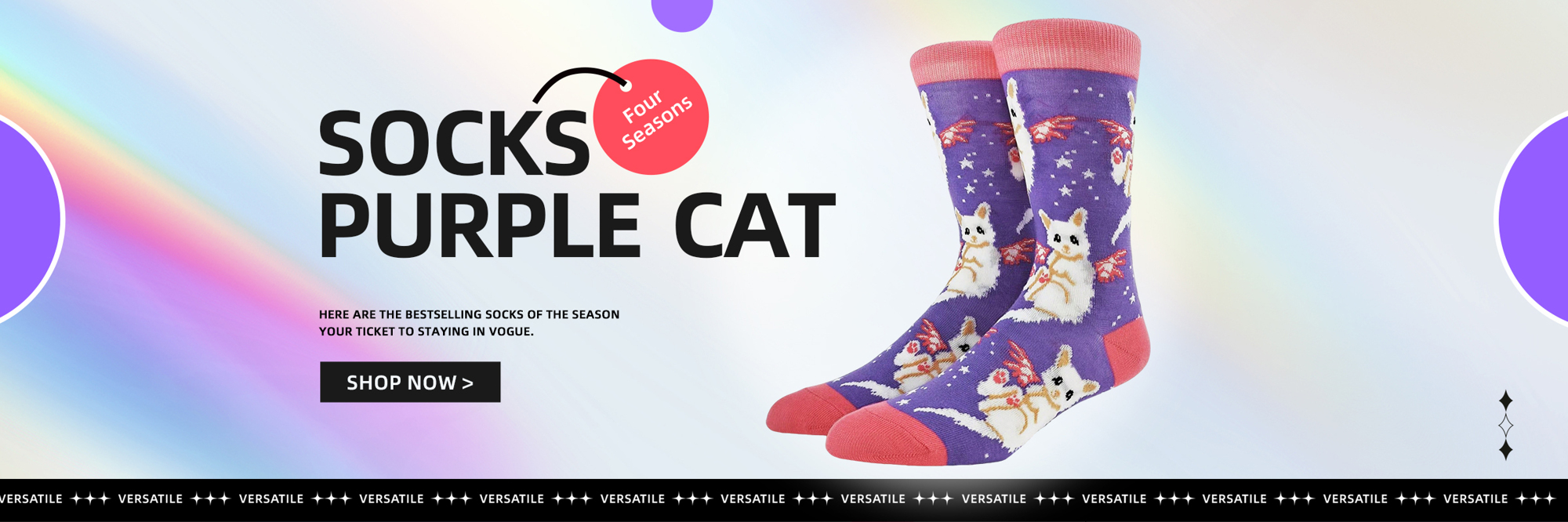 1 Pair Unisex Fashion Purple Cat Mid Calf Socks Versatile Casual Couple Socks Vibrant Colors p 67413413
