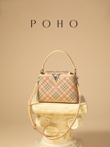 1pc PU Leather Handicraft Color Block Rhinestone Handbag Khaki p 68007009