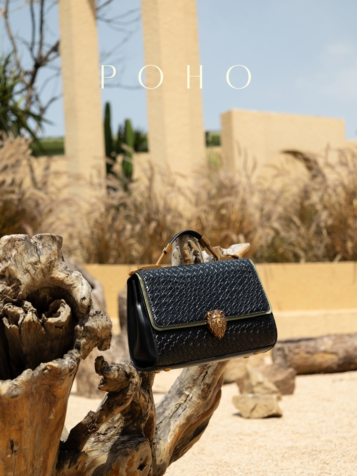 POHO A PU Leather Lion Head Braid Pattern Hand Bag p 28214853