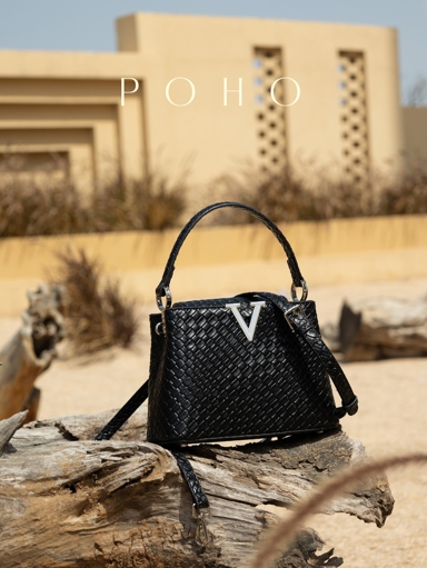 POHO POHO Brand Woven Pattern Not Handmade Medium V Shaped Handbag Elegant Classic Fashion Women s Bag Gift For Female Friends Sisters Mothers p 67920966