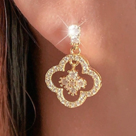 S925 Sterling Silver Hollow Four Leaf Clover Design Tassel Earrings For Women Easter Gift Jewelry Present For Lover Friend Random Box Packaging p 64507863