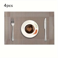 4pcs Brown Square PVC Placemats Table Mats Scandinavian Style Monochrome Tabletop Decoration Mats Heat Resistant Placemats Household Bowl Mats Tabletop Decor Restaurant Decor Room Decor  p 67587395