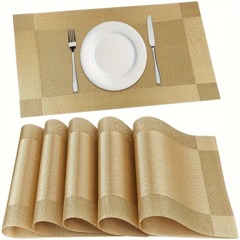4pcs Golden Square PVC Placemats Table Mats Scandinavian Style Monochrome Tabletop Decorations Heat Resistant Placemats Household Bowl Mats Tabletop Decorations Restaurant Decorations Room Decorations  p 67653090
