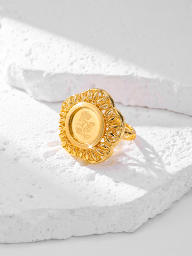 1pc Women s 22K Gold Plated Copper Material Champagne Gold Color Ring Unique Personalized Design With Laser Engraved Pattern Adjustable Size Suitable For Gifts Everyday Casual Wear Mother Mom Gift p 66971191