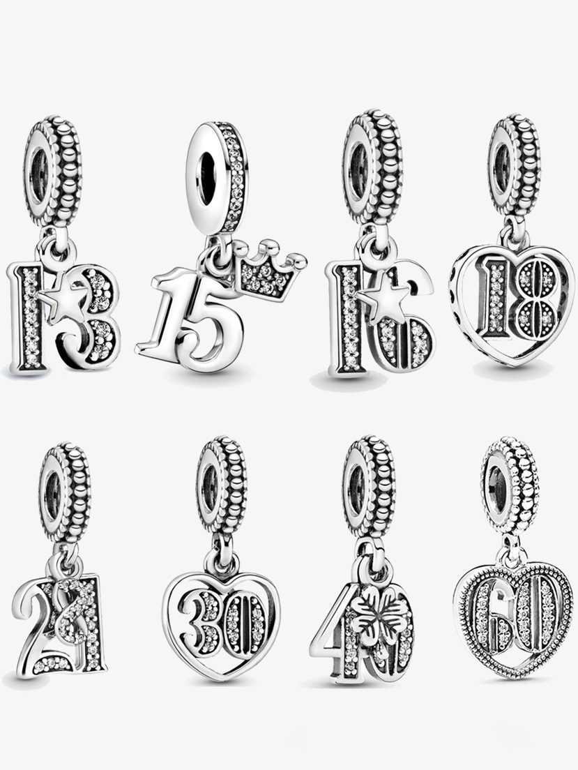 1 Piece Of Birthday Anniversary Series Charm Silver Plated FIT Bracelet Necklace DIY Jewelry Birthday Gift Anniversary Gift p 64033636