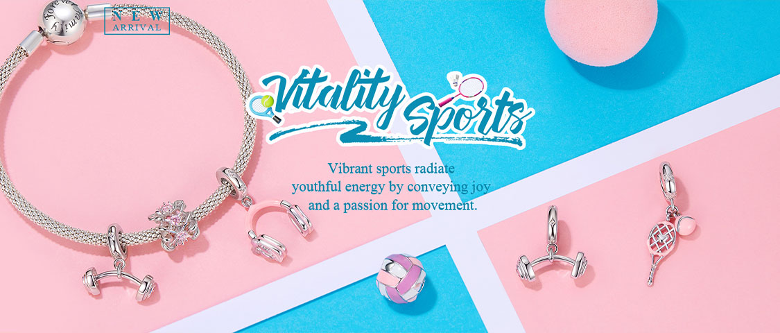 WOSTU 1pc 925 Sterling Silver Pink Girl Style Fitness Equipment Series Pendant Pink Volleyball Dumbbell Headphones Tennis Design Beads Bow Spacer Beads Pendant Fit For Women Original Bracelet Fine Jewelry Gift p 65237960