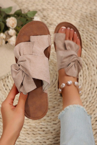 Women s Comfortable Rainbow Bow Decor Massage Bottom Flat Sandals Colorful Beach Flip Flops p 60315115