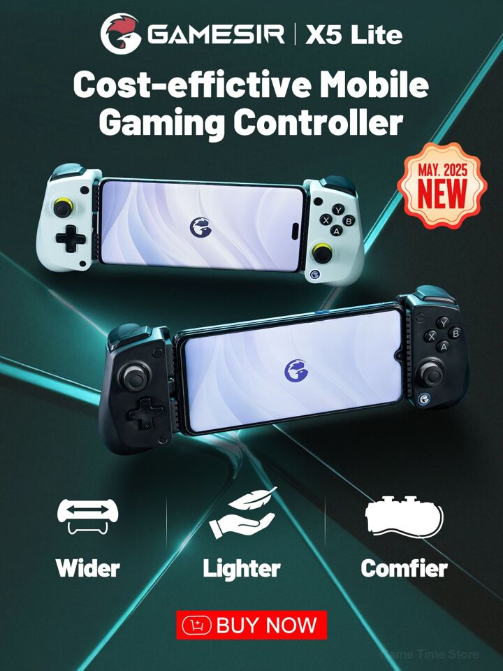 GAMESIR GameSir X5 Lite Mobile Gaming Controller For IPhone 15 16 Series IOS Android Tablet Compatible Device Length 105 213mm Hall Effect Joystick Lightweight Ergonomic Phone Gamepads Compatible With Xbox Game Pass Zenless Zone Zero Cloud Gaming Steam Moonlight Streaming Games Remote Play Black p 71737345