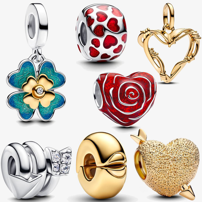 1 Piece Large And Small Heart Shaped Charm Silver Plated FIT Bracelets Necklace DIY Commemorative Day Engagement Party Jewelry Valentine s Day Gifts p 69351863
