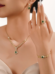 5pcs Gold Plated Women s Jewelry Set Leaf Design Necklace Earrings Bracelet Ring Suitable For Nigeria Saudi Arabia Dubai Bride Wedding Fit For Daily Wedding Party Occasions p 40282523