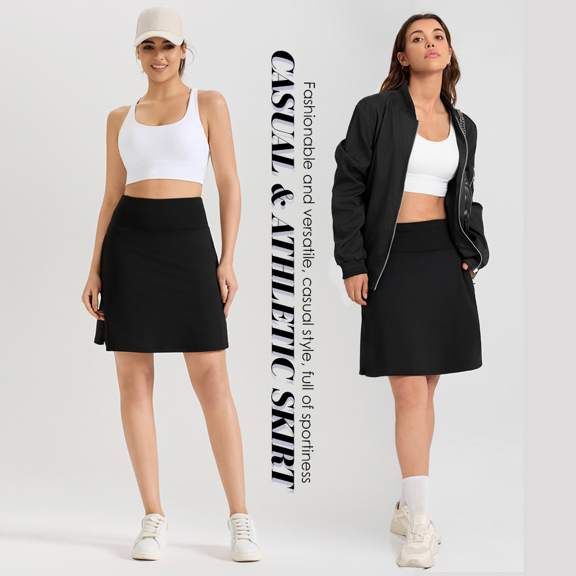 Women s 2 In 1 Mid Length Tennis Skirt High Waist Golf Skorts With Inner Shorts Pockets Quick Drying Sport Yoga Fitness Skirts Women s Activewear  p 37018128