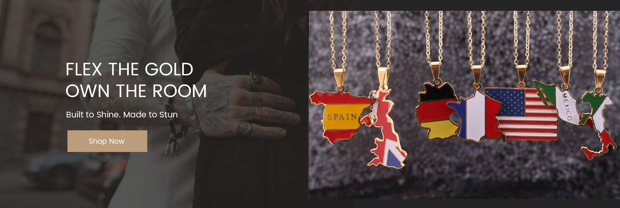 1 Pc 18K Stainless Steel National Flag Pendant Necklace Suitable For Men For Everyday Wear p 76008007