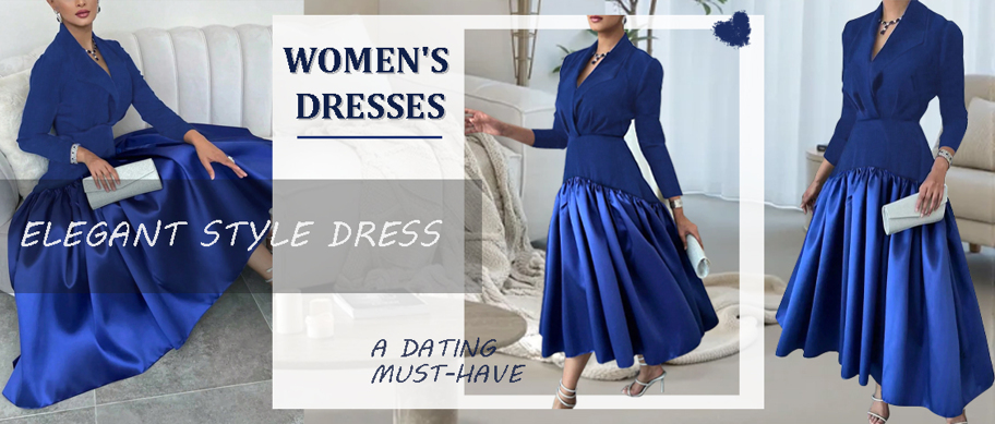 2025 New Casual Elegant Style Solid Color Long Sleeve Suit Collar Splicing Design High Waist Long Skirt p 52330842