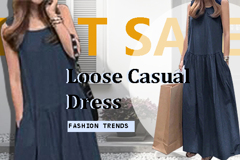 Spring And Summer Casual Round Neck Sleeveless Loose Solid Color Vest Long Full Skirt Dress p 55985316
