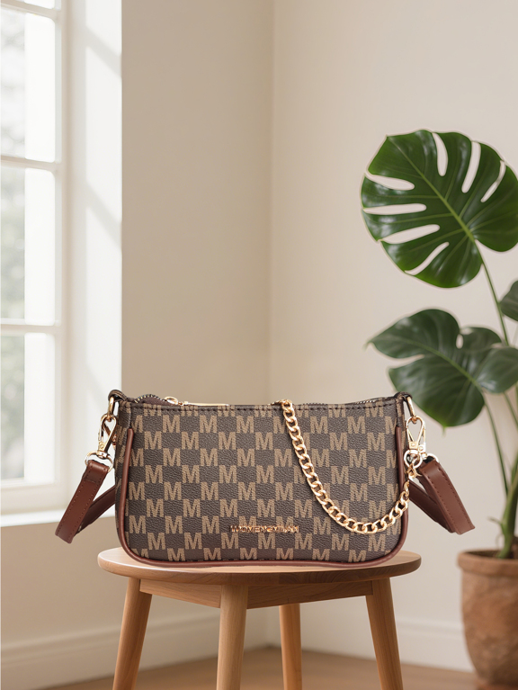In 2025 The New Fashion Classic Joker Body Print Pattern Design Metal Chain Decoration Design Underarm Baguette Bag Is Suitable For Shopping  p 14450774