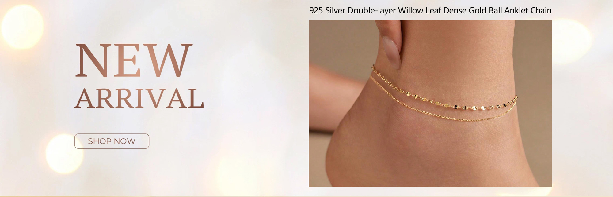 1 Pc Of Niche Fashion Exquisite Elegant Versatile Elegance Minimalist Style Light Luxury And Compact S925 Sterling Silver Plated 14K Gold Double Layer Willow Leaf Dense Gold Ball Anklet For Female Girlfriend And Best Friend s Birthday Gift Holiday p 33418266