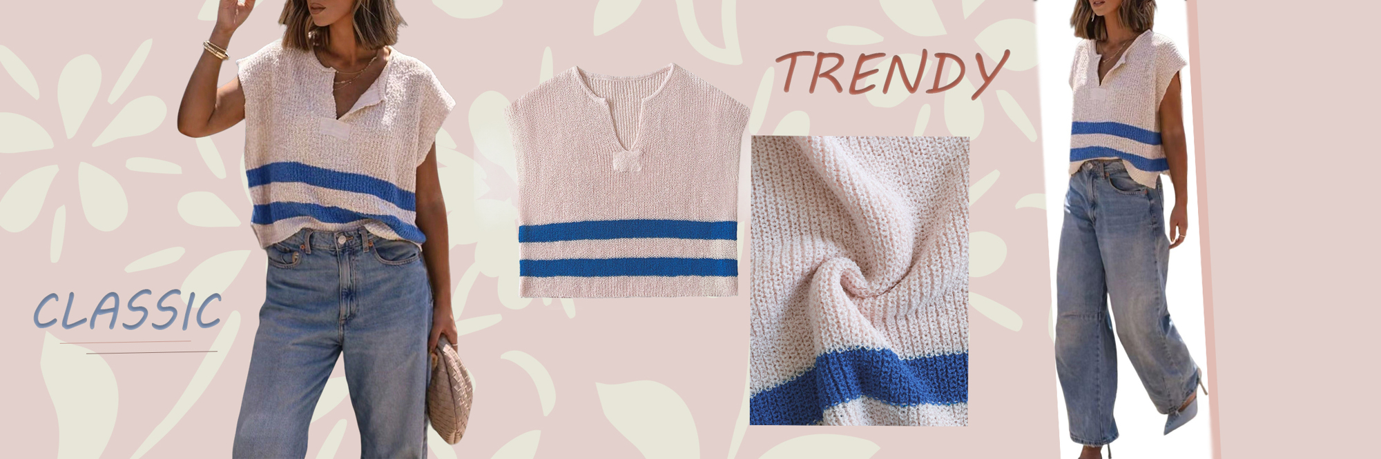 Women s V Neck Side Slit Striped Contrast Color Drop Shoulder Casual Fashion Knitted Top New Block Sweater Sleeve Loose Casual Fit Lightweight Top Spring Summer Fall p 62678582
