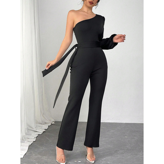 2025 New Arrival European American Style Women s Elegant Romper With Waist Tie Off Shoulder Cutout Sleeve Design Suitable For Daily And Work Commute p 68204653