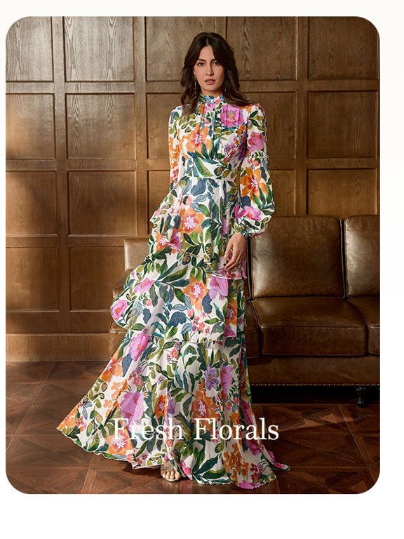Elegant Vibrant Floral Print Maxi Gown With Fruit Floral Motif Lightweight Chiffon Fabric For Luxury Banquets Red Carpet Events Elegant Receptions Party Dress Formal Evening Wedding Guest p 55770642