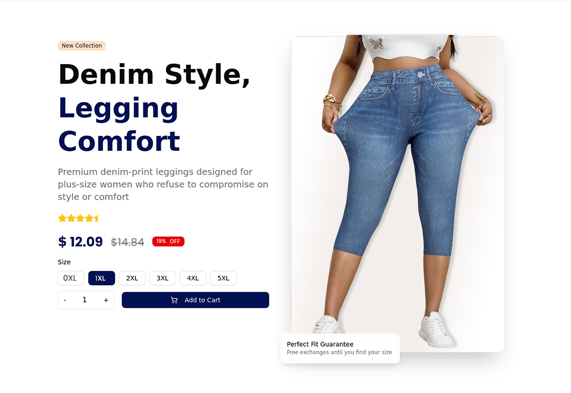 Plus Size Women High Stretch Skinny Jeggings Full Body Denim Effect Pattern Machine Washable 7Capri Casual Comfortable Fashion Knit Outdoor Exercise Capris p 55568774